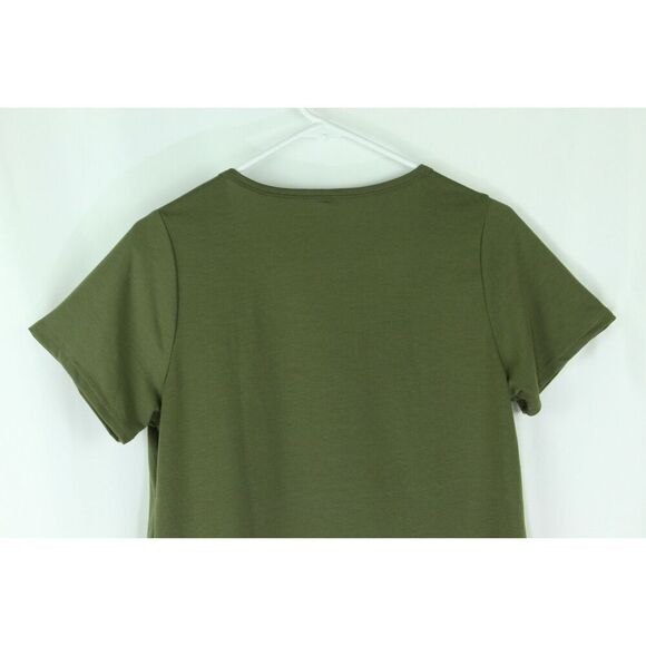 Lularoe T-Shirt Small Short Sleeve Olive Green Hi-Lo Womens Stretch - Picture 4 of 5